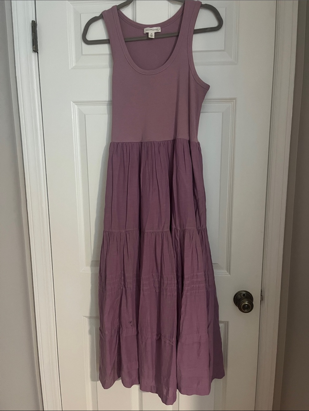 Treasure & Bond Dusty Lavender Sleeveless Tiered Maxi Dress